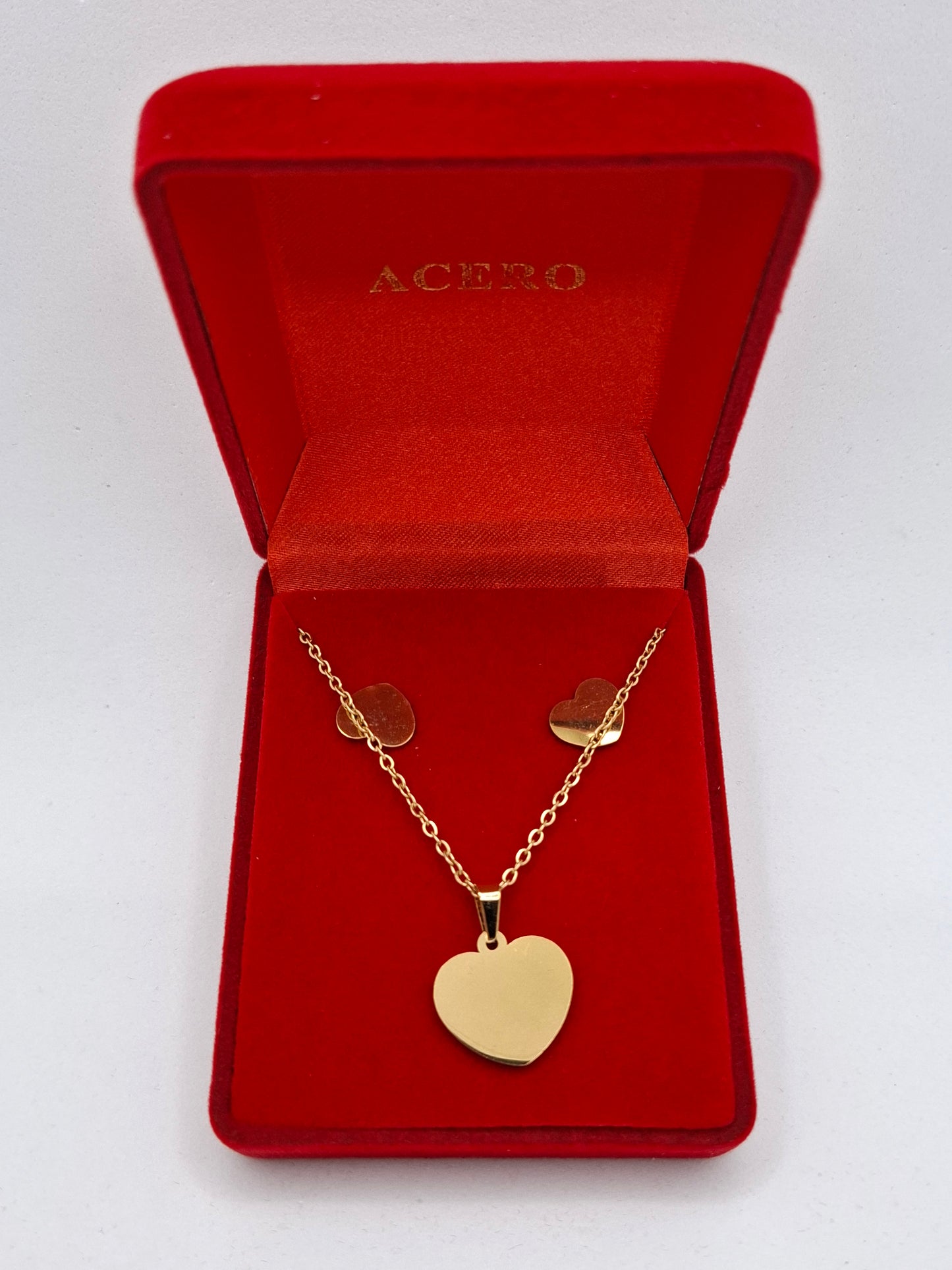 Coffret Collier et Boucles d’oreilles – Collection Acier Inoxydable Dorée