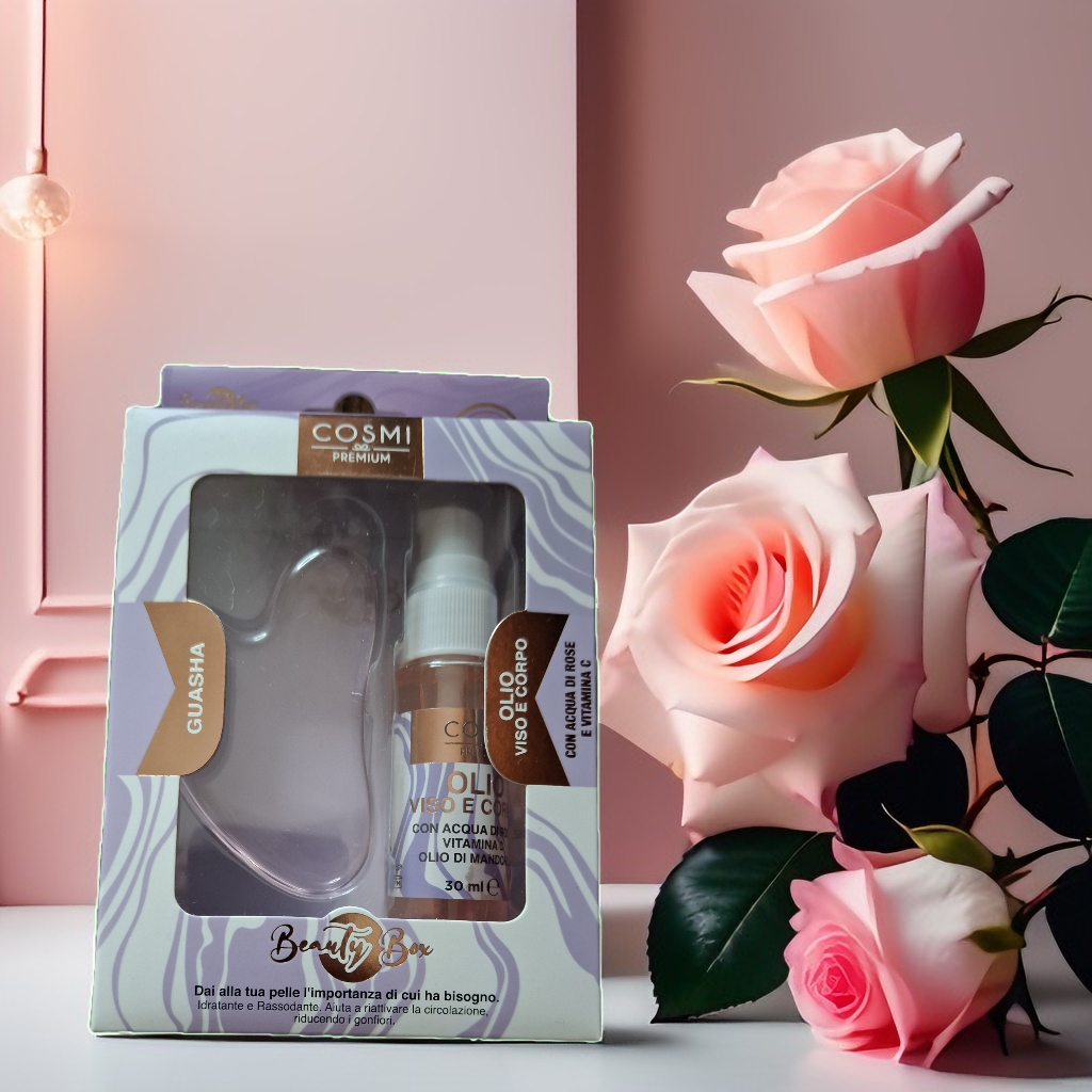 Coffret 2 Pièces – Kit Huile + Guasha de Cosmi Premium.