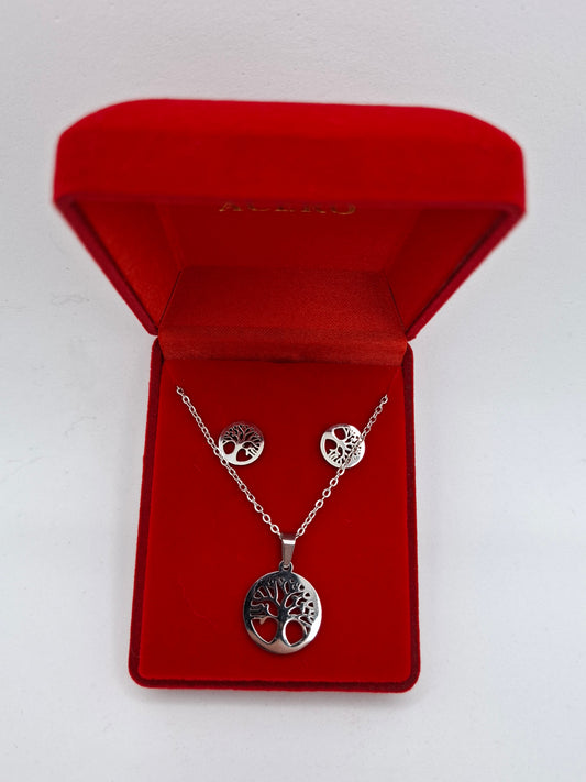 Coffret Collier et Boucles d’oreilles – Collection Acier Inoxydable