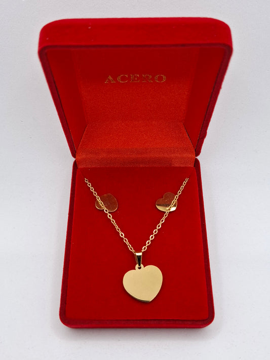 Coffret Collier et Boucles d’oreilles – Collection Acier Inoxydable Dorée
