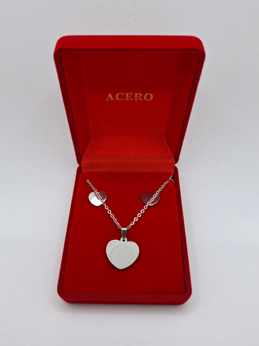Coffret Collier et Boucles d’oreilles – Collection Acier Inoxydable Argentée